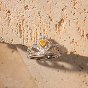 Natural Yellow Diamond Crown Ring D0.30ct d0.44ct, 18K